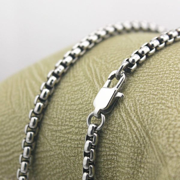 Mens Stainless Steel Square Link Chain Necklace 32 inch