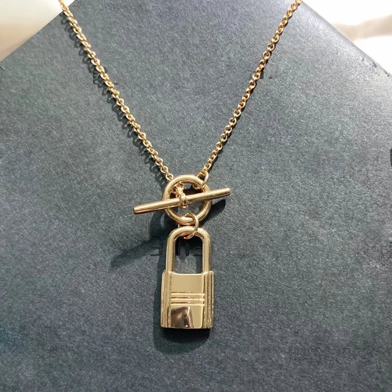18K Gold Lock Toggle Necklace
