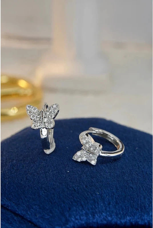 Diamond Butterfly Huggies Earrings