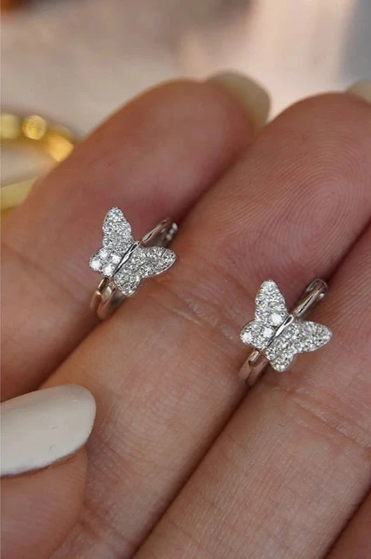 Diamond Butterfly Huggies Earrings