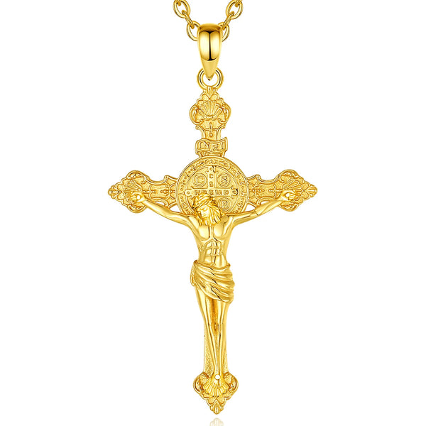 St. Benedict Cross of Jesus Necklace - Gold