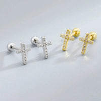 Redeemer's Cross Pave Stud Earrings