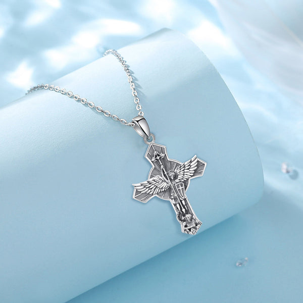 Saint Michael Cross Pendant Necklace