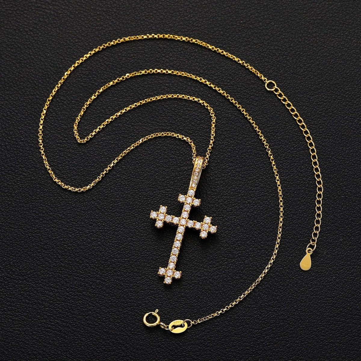Pave Crossiet Pendant Necklace - Cornerstone Jewellery Gold / With 925 Chain Necklace Christian Catholic Religous fine Jewelry