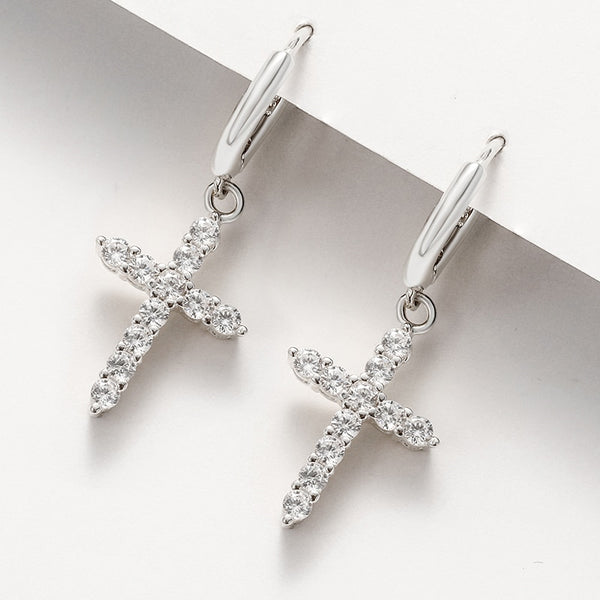 Cross Huggie Earrings - Cornerstone Jewellery Silver 0 Christian Catholic Religous fine Jewelry