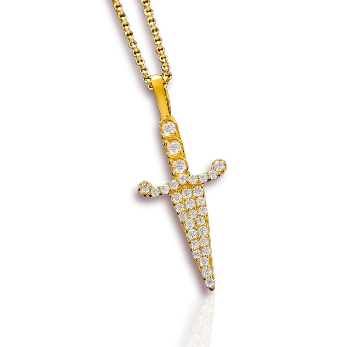 Pave Dagger Pendant Necklace - Cornerstone Jewellery Gold / Only Pendant Necklace Christian Catholic Religous fine Jewelry