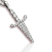Pave Dagger Pendant Necklace - Cornerstone Jewellery Silver / Only Pendant Necklace Christian Catholic Religous fine Jewelry