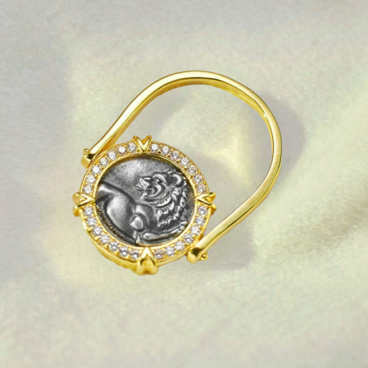 Antique Lion Coin Flip Ring - Cornerstone Jewellery Rings Christian Catholic Religous fine Jewelry