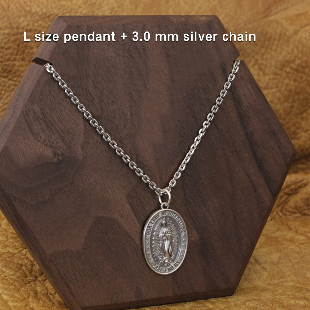 Our Lady of Guadalupe Pendant - Cornerstone Jewellery Large and 3mm 18inch 0 Christian Catholic Religous fine Jewelry