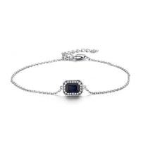 Gemstone Halo Bracelet - Cornerstone Jewellery 14KW Blue Sapphire Bracelet Christian Catholic Religous fine Jewelry