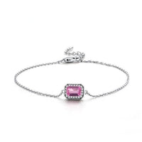 Gemstone Halo Bracelet - Cornerstone Jewellery 14KW Pink Sapphire Bracelet Christian Catholic Religous fine Jewelry