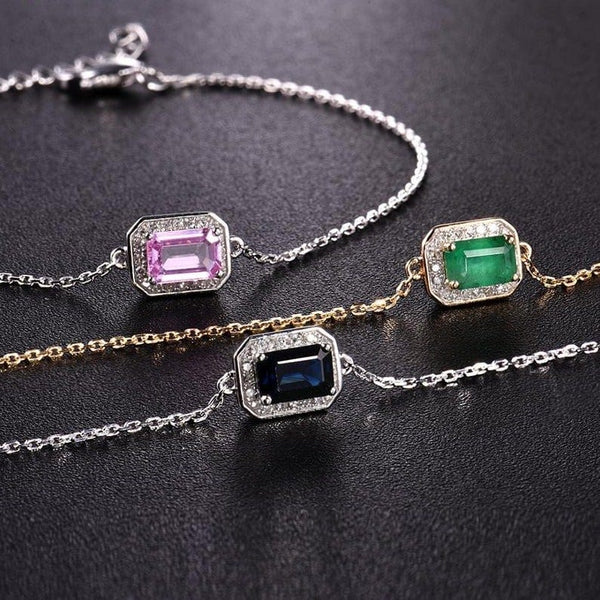 Gemstone Halo Bracelet - Cornerstone Jewellery Bracelet Christian Catholic Religous fine Jewelry
