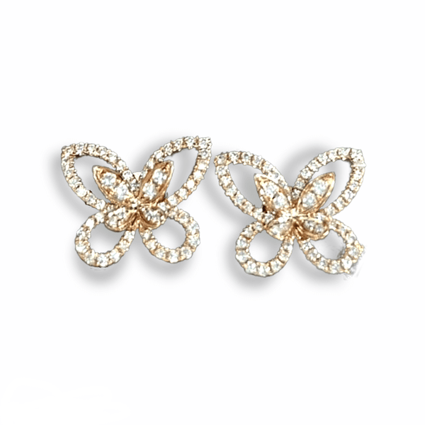 Diamond Butterfly Earrings - Cornerstone Jewellery 18K Rose Gold Earrings Christian Catholic Religous fine Jewelry