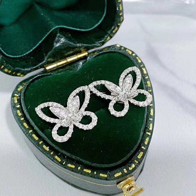 Diamond Butterfly Earrings - Cornerstone Jewellery 18k White Gold Earrings Christian Catholic Religous fine Jewelry