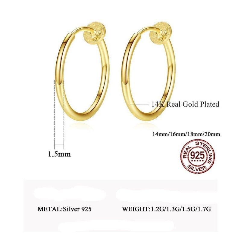 Gold 20MM Clip On Hoop Earrings