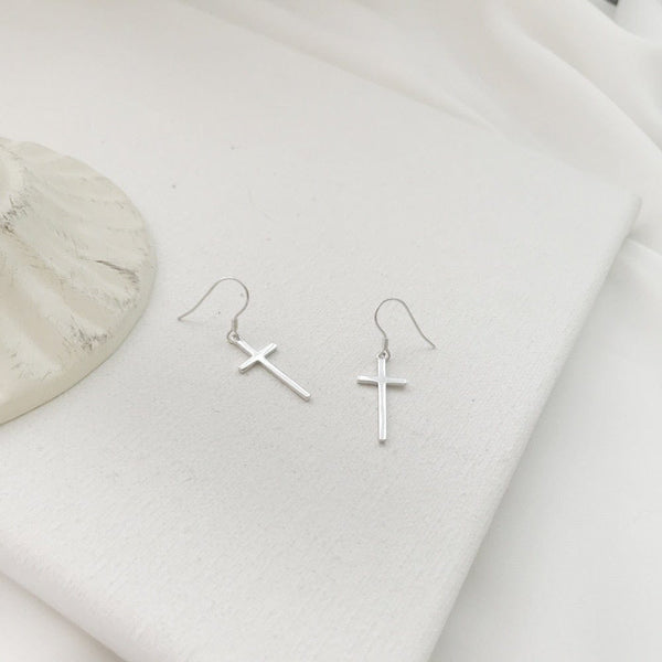 Faithful Cross Dangle Earrings - Cornerstone Jewellery Earrings Christian Catholic Religous fine Jewelry