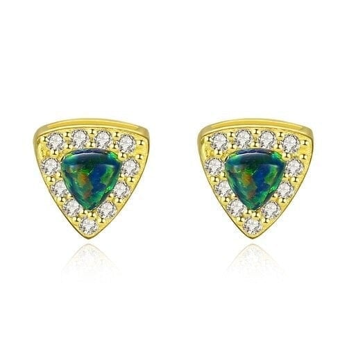 Trinity Opal Studs - Cornerstone Jewellery Green Earrings Christian Catholic Religous fine Jewelry
