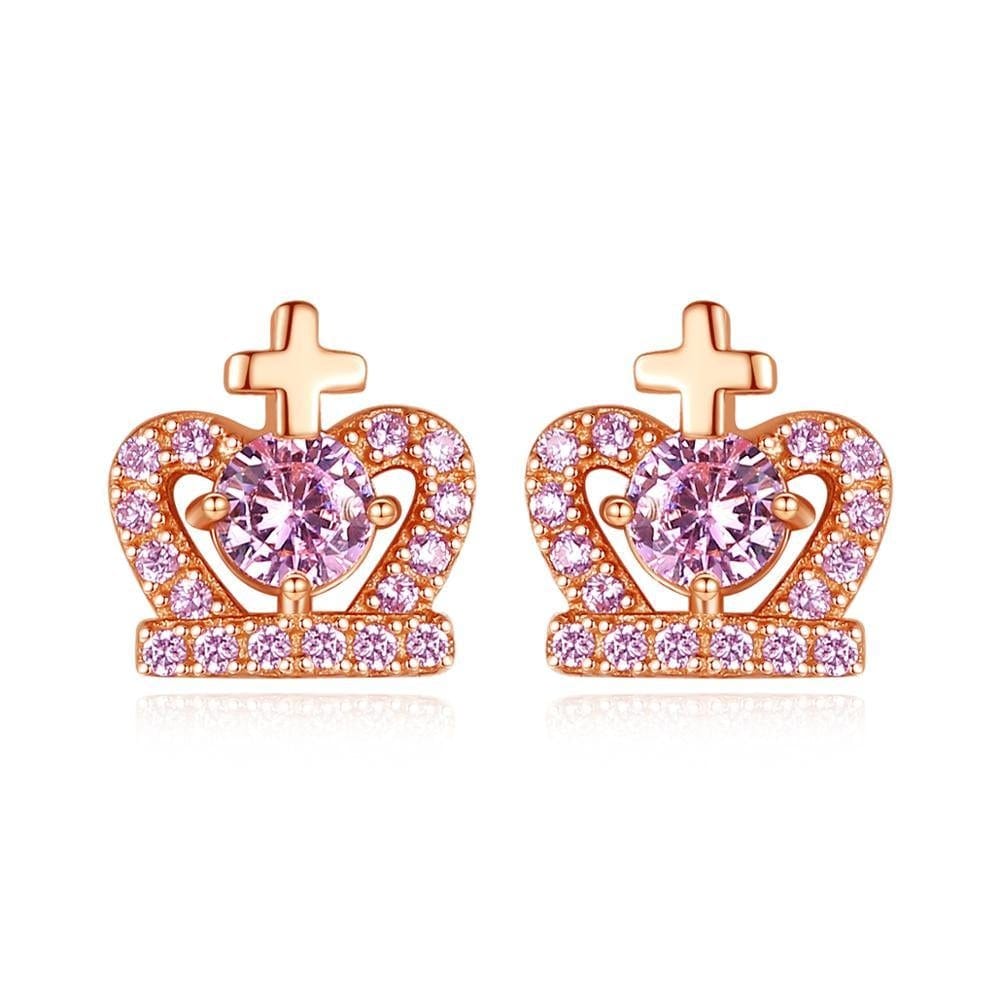 Royal Priesthood Pave Studs - Cornerstone Jewellery Pink Earrings Christian Catholic Religous fine Jewelry