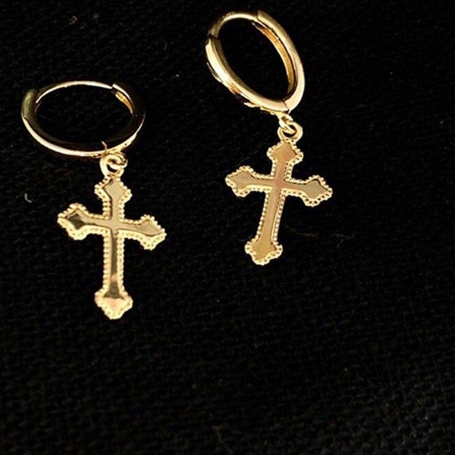 The Mighty Cross Huggies - Cornerstone Jewellery Earrings Christian Catholic Religous fine Jewelry