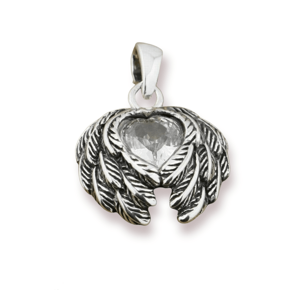 Angel Wings Heart Pendant - Cornerstone Jewellery Necklace Christian Catholic Religous fine Jewelry