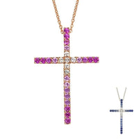 Cross of Light Sapphire Necklace - Cornerstone Jewellery Necklace Christian Catholic Religous fine Jewelry