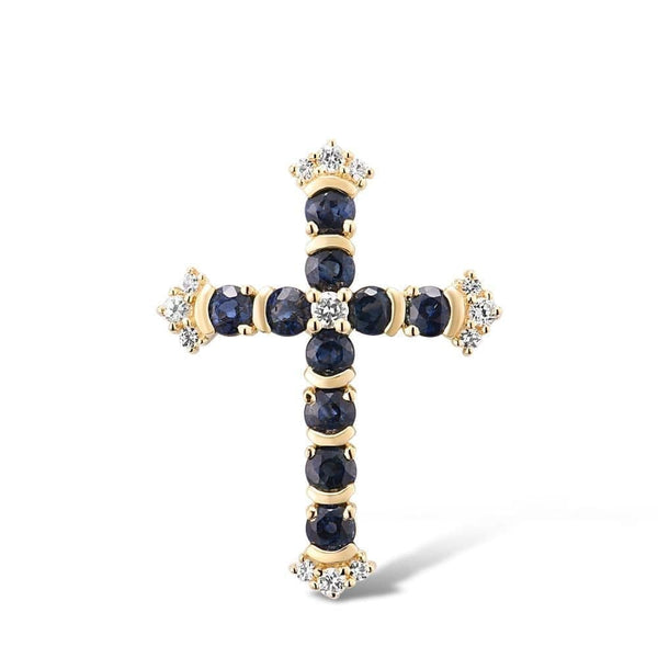 Glorious Cross Sapphire Pendant - Cornerstone Jewellery Necklace Christian Catholic Religous fine Jewelry