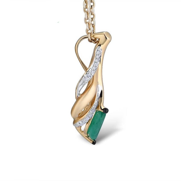 Necklace Palm Leaf Emerald Pendant