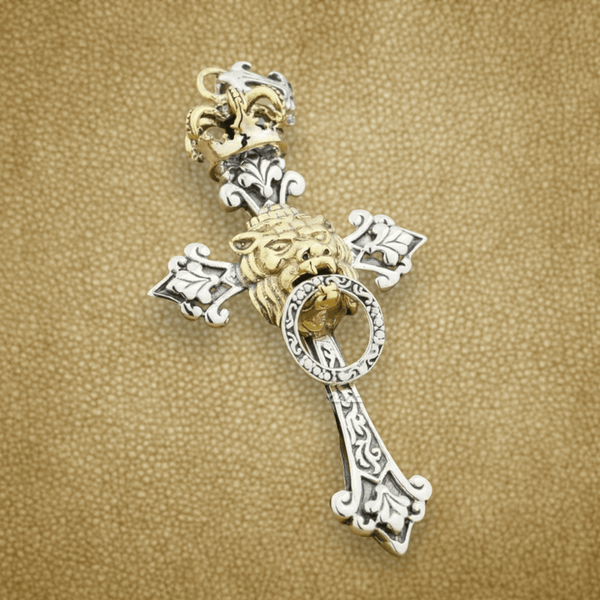 Lion of Judah Cross Pendant Necklace - Cornerstone Jewellery Pendant Only Necklace Christian Catholic Religous fine Jewelry