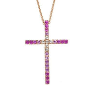 Cross of Light Sapphire Necklace - Cornerstone Jewellery pink sapphire Rose Necklace Christian Catholic Religous fine Jewelry
