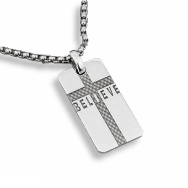Believe Pendant Necklace - Cornerstone Jewellery Size Small with Chain Necklace Christian Catholic Religous fine Jewelry