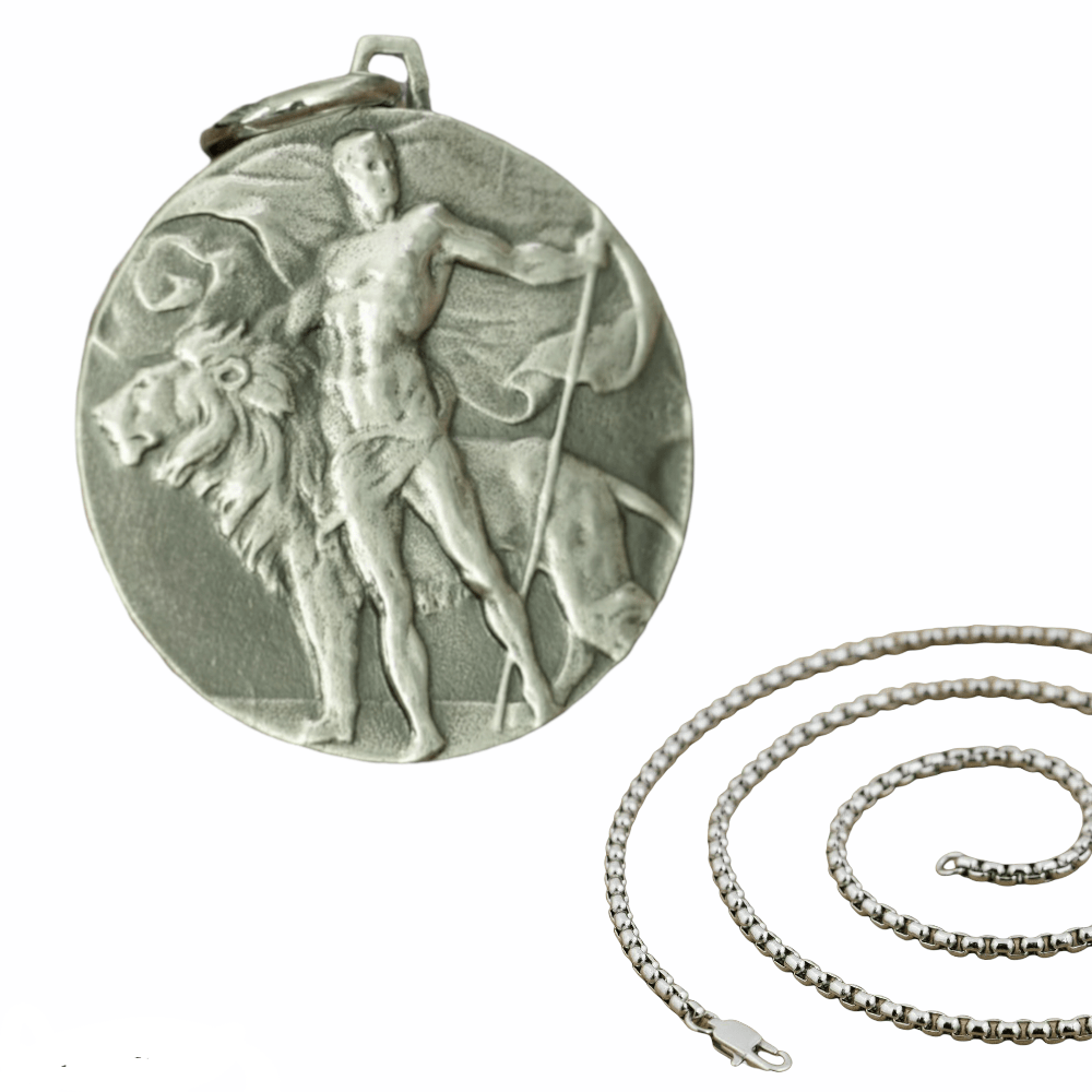 Bold Saint Pendant Necklace - Cornerstone Jewellery with 24 inch Steel N Necklace Christian Catholic Religous fine Jewelry