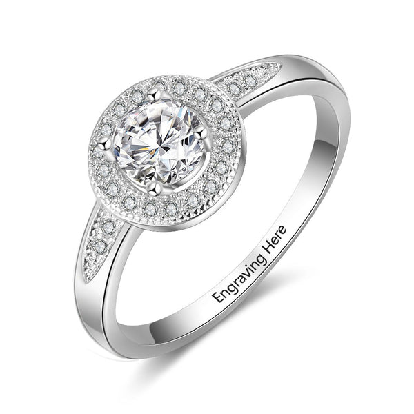 Engraved Beloved Halo Ring - Cornerstone Jewellery 6 / Forever Love Rings Christian Catholic Religous fine Jewelry