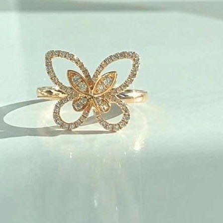 Diamond Butterfly Ring - Cornerstone Jewellery 5 / 18K Rose Gold Rings Christian Catholic Religous fine Jewelry