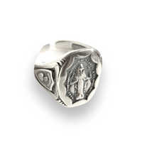 Miraculous Medal Signet Ring - Cornerstone Jewellery antique silver Rings Christian Catholic Religous fine Jewelry