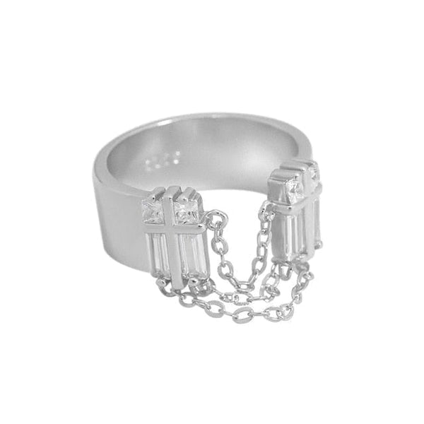 Crosses Tassel Ring - Cornerstone Jewellery Resizable / Platinum plated Rings Christian Catholic Religous fine Jewelry